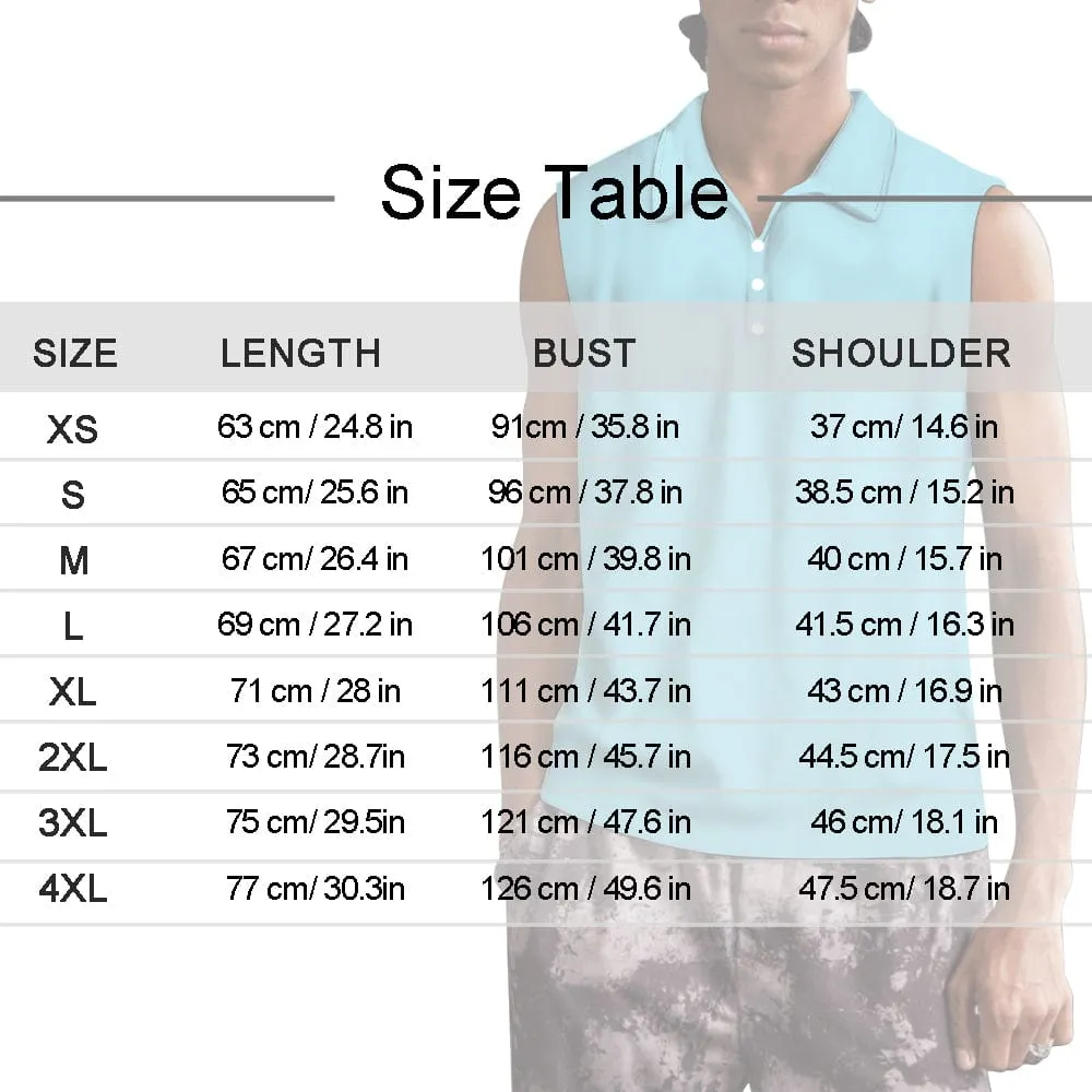 Custom Face USA Flag Sleeveless Polo Shirt Button Up Summer Casual Workout Tank Tops