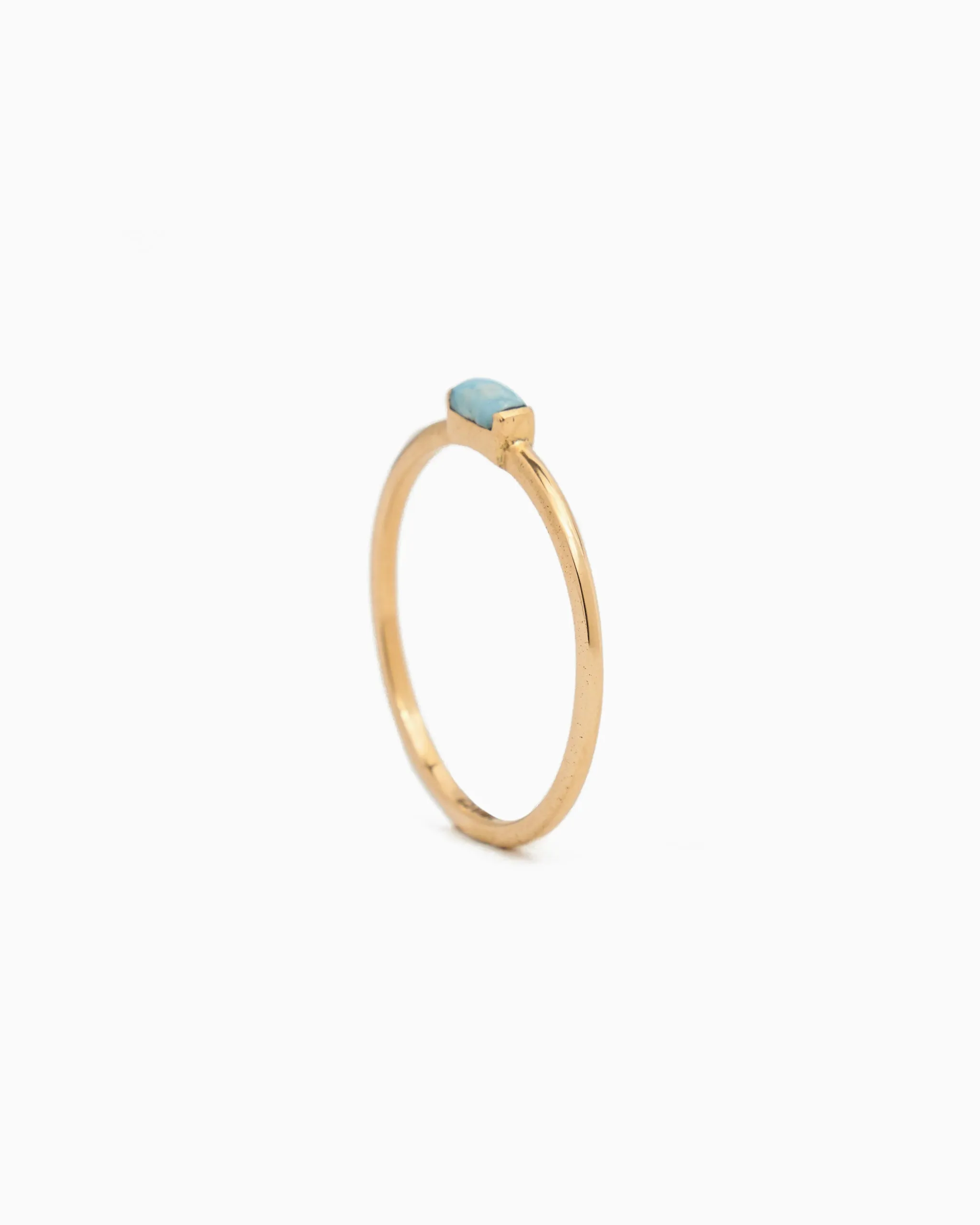 Dainty Stacker Band with Stone - Larimar