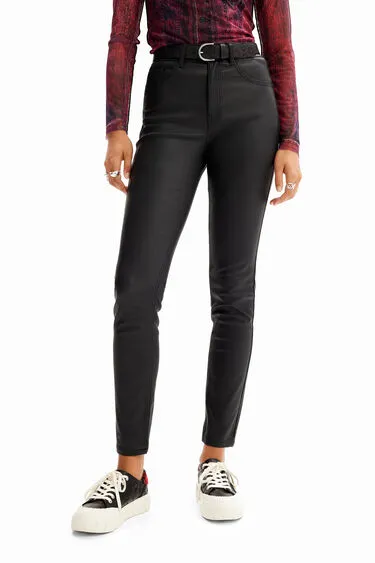 Desigual Faux Leather Pants - Marino