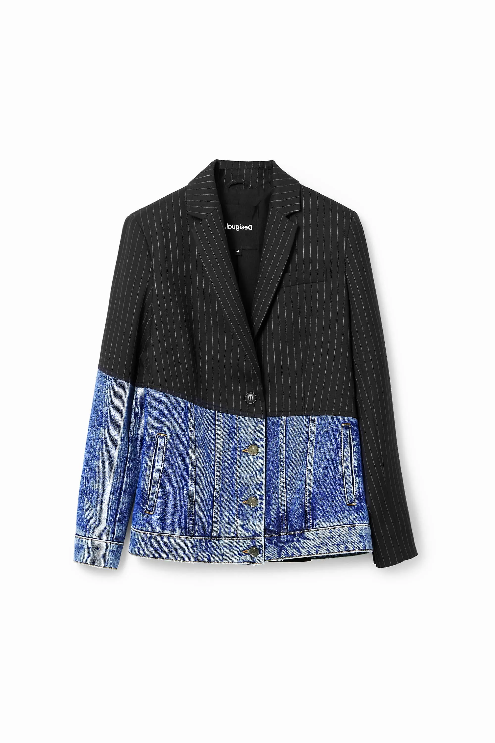 Desigual Pinstripe Denim Hybrid Blazer