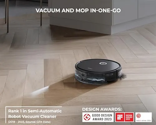 ECOVACS DEEBOT U2 PRO 2-in-1 Robotic Vacuum Cleaner with Mopping, Strong Suction, Smart App Enabled, Google Assistant & Alexa for Hard Floor, Tiles, Carpet & Wood