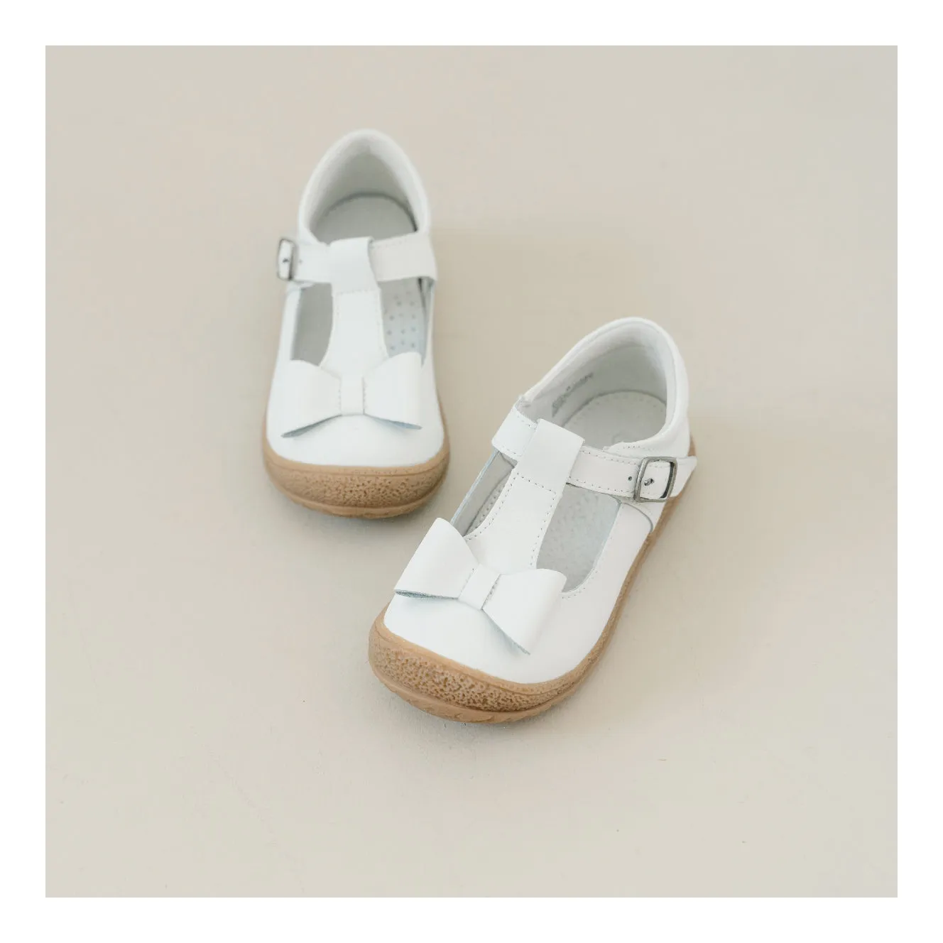 Emma Classic White Bow T-Strap Mary Jane