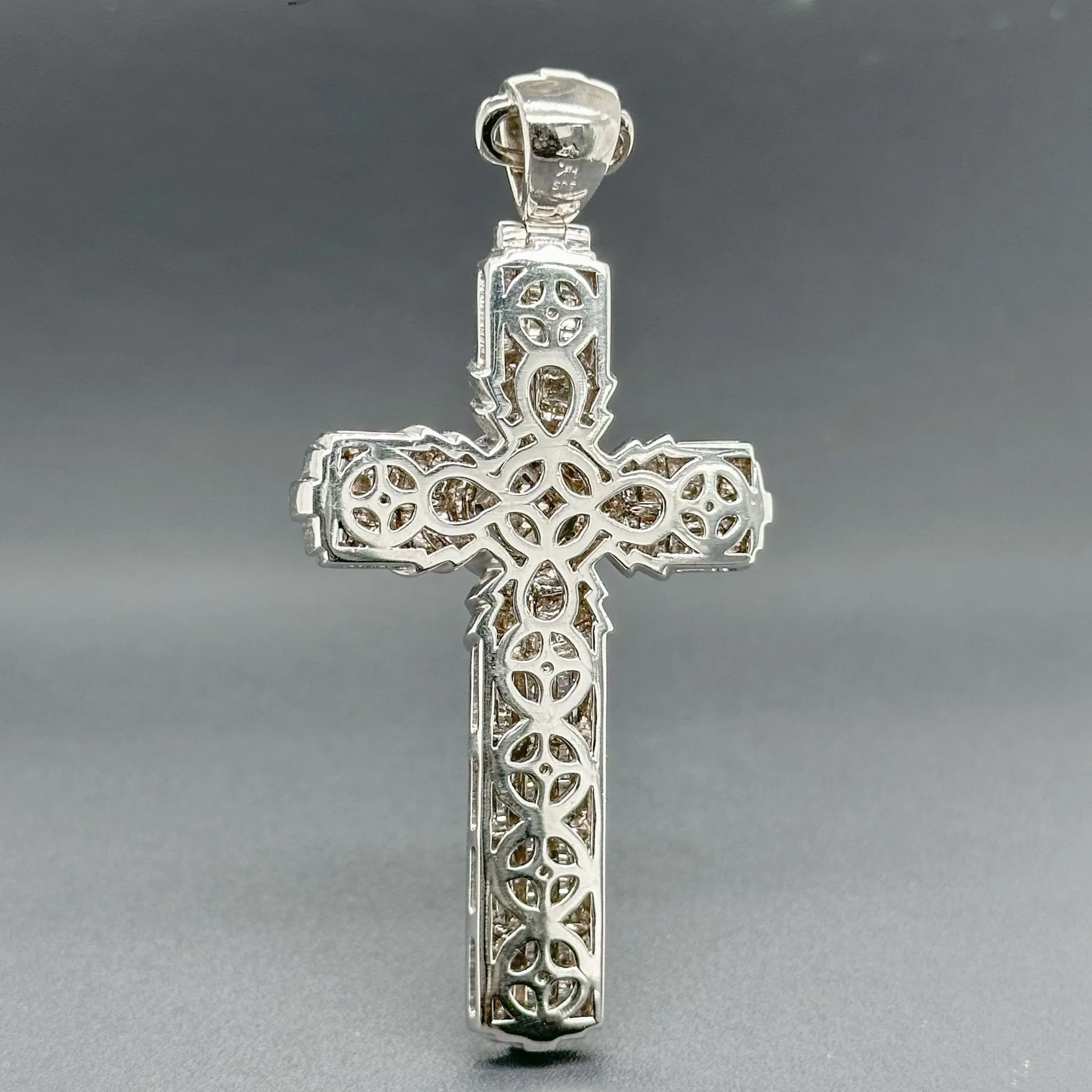 Estate 14K W Gold 3.18ctw H-J/SI2-I1 Diamond Cross Pendant