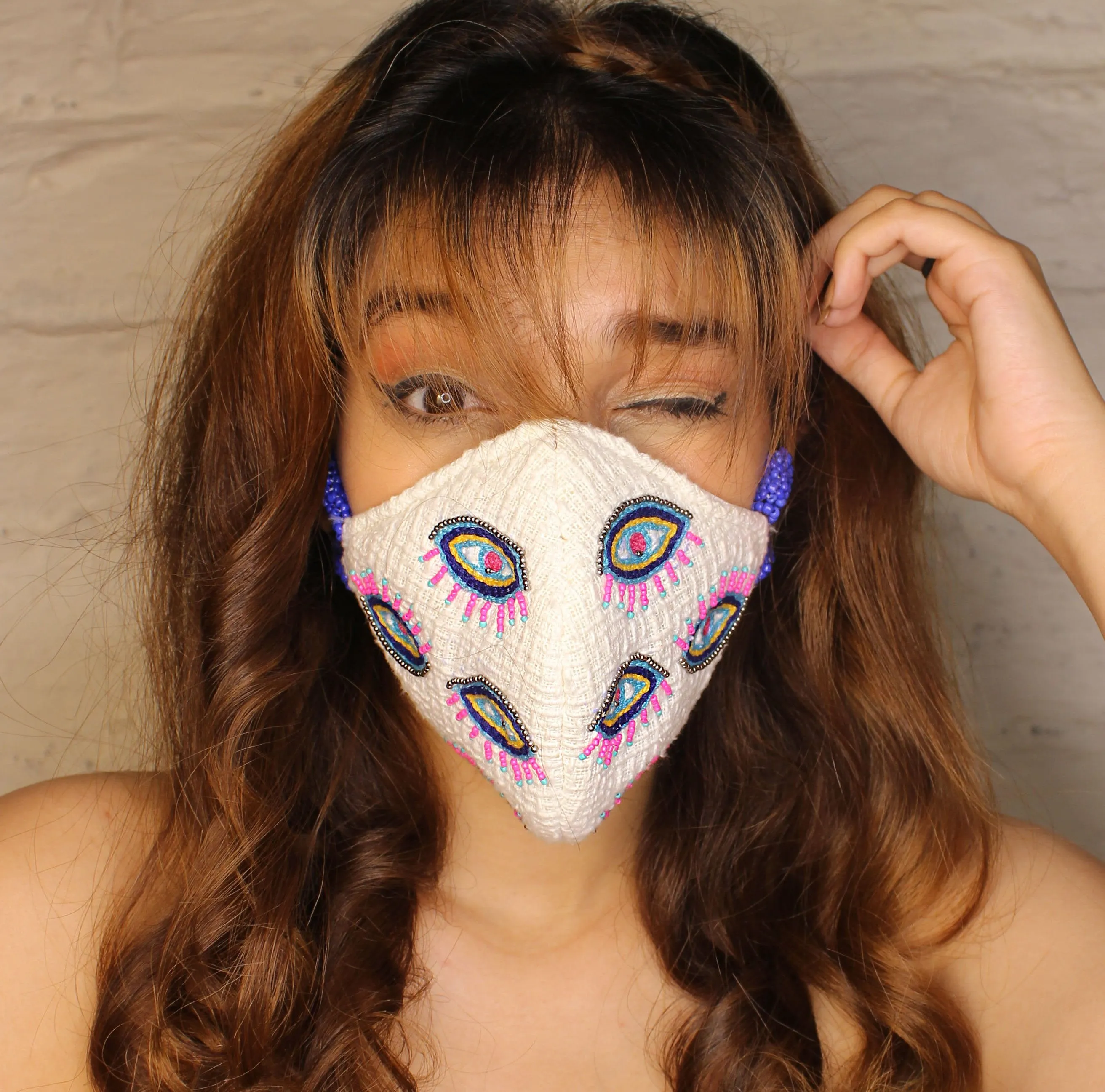 Evil Eye Embroidered Mask