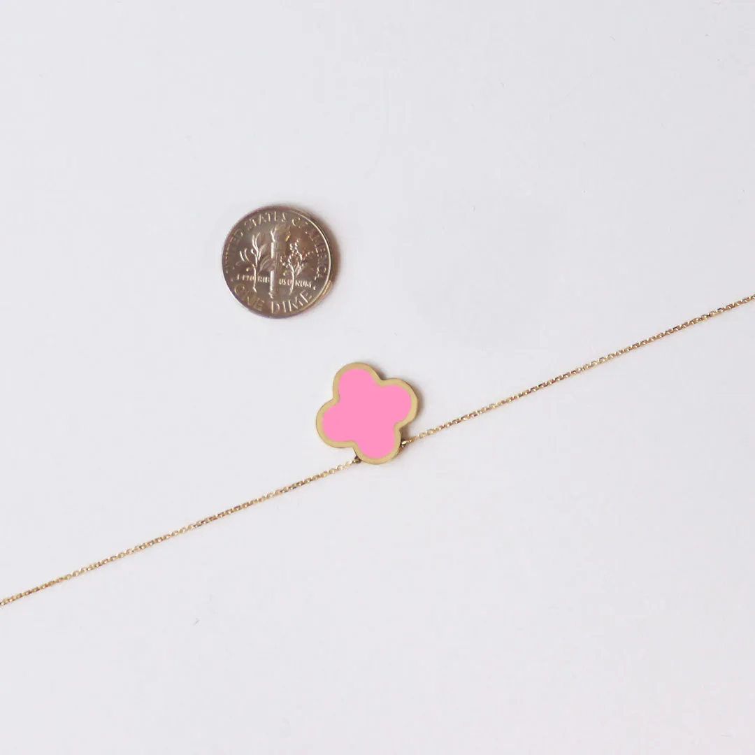 Extra Large Bubblegum Pink Single Clover Necklace