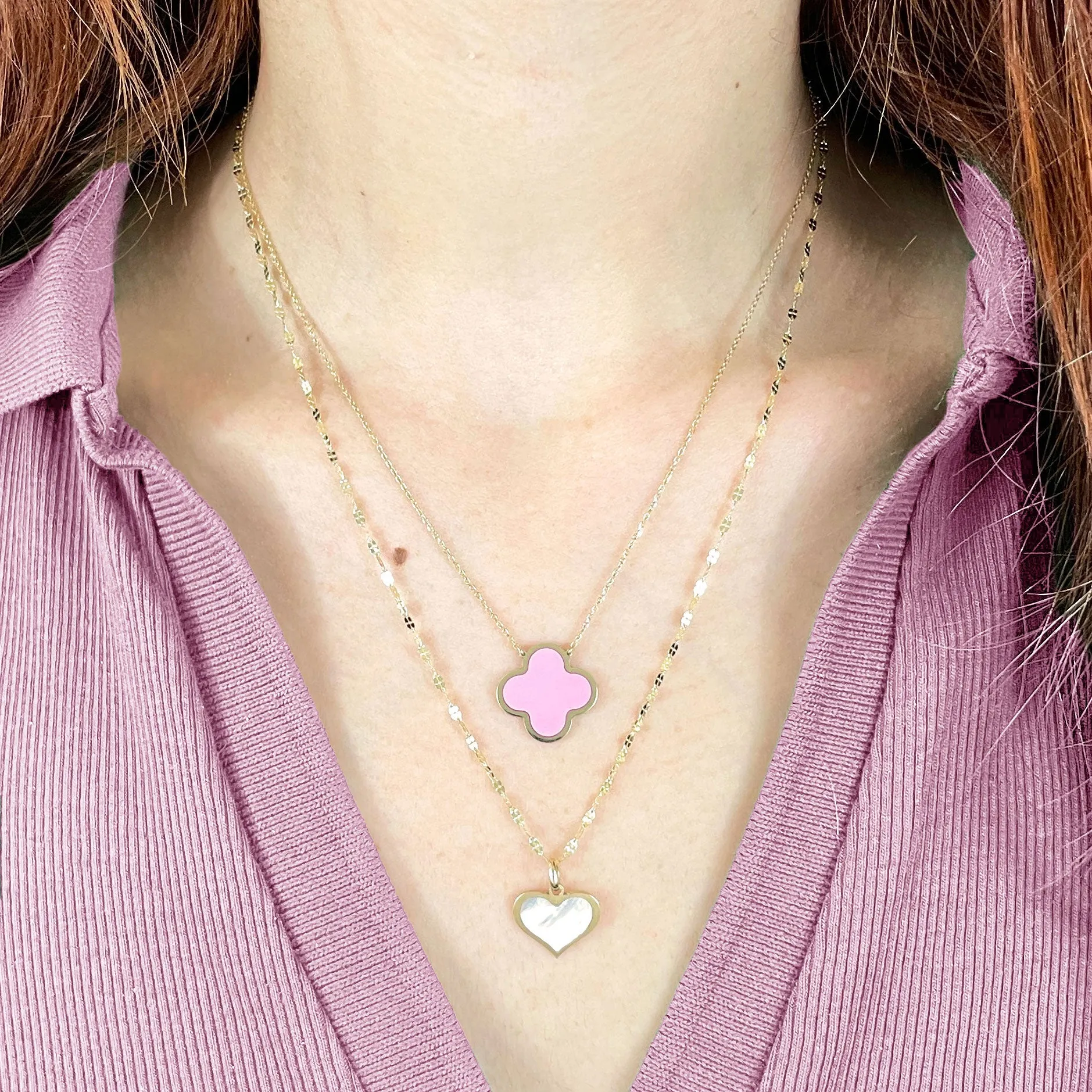 Extra Large Bubblegum Pink Single Clover Necklace