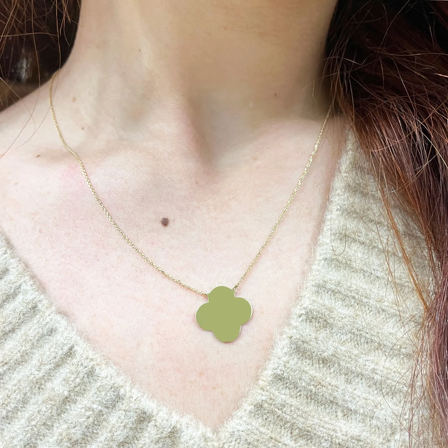 Extra Large Gold Single Clover Necklace