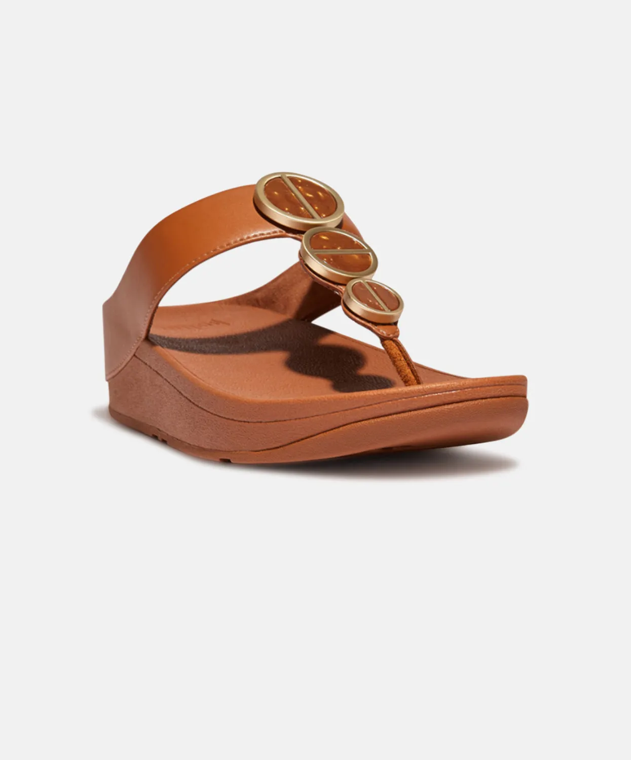 FitFlop Halo Metallic Trim Toe Post Sandals Brown