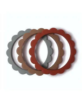 Flower Teething Bracelet 3-Pack – Cambridge Blue   Clementine   Natural