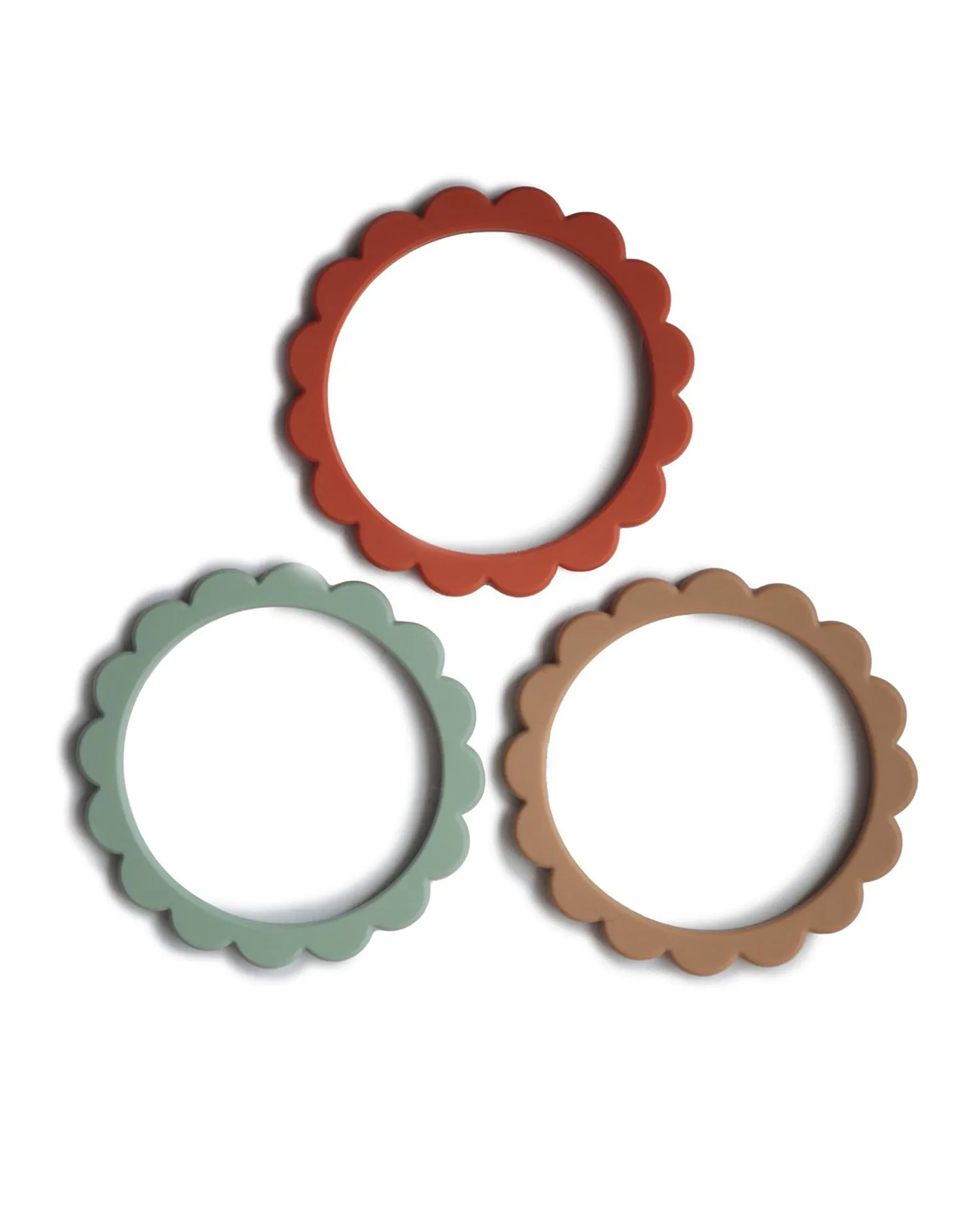 Flower Teething Bracelet 3-Pack – Cambridge Blue   Clementine   Natural