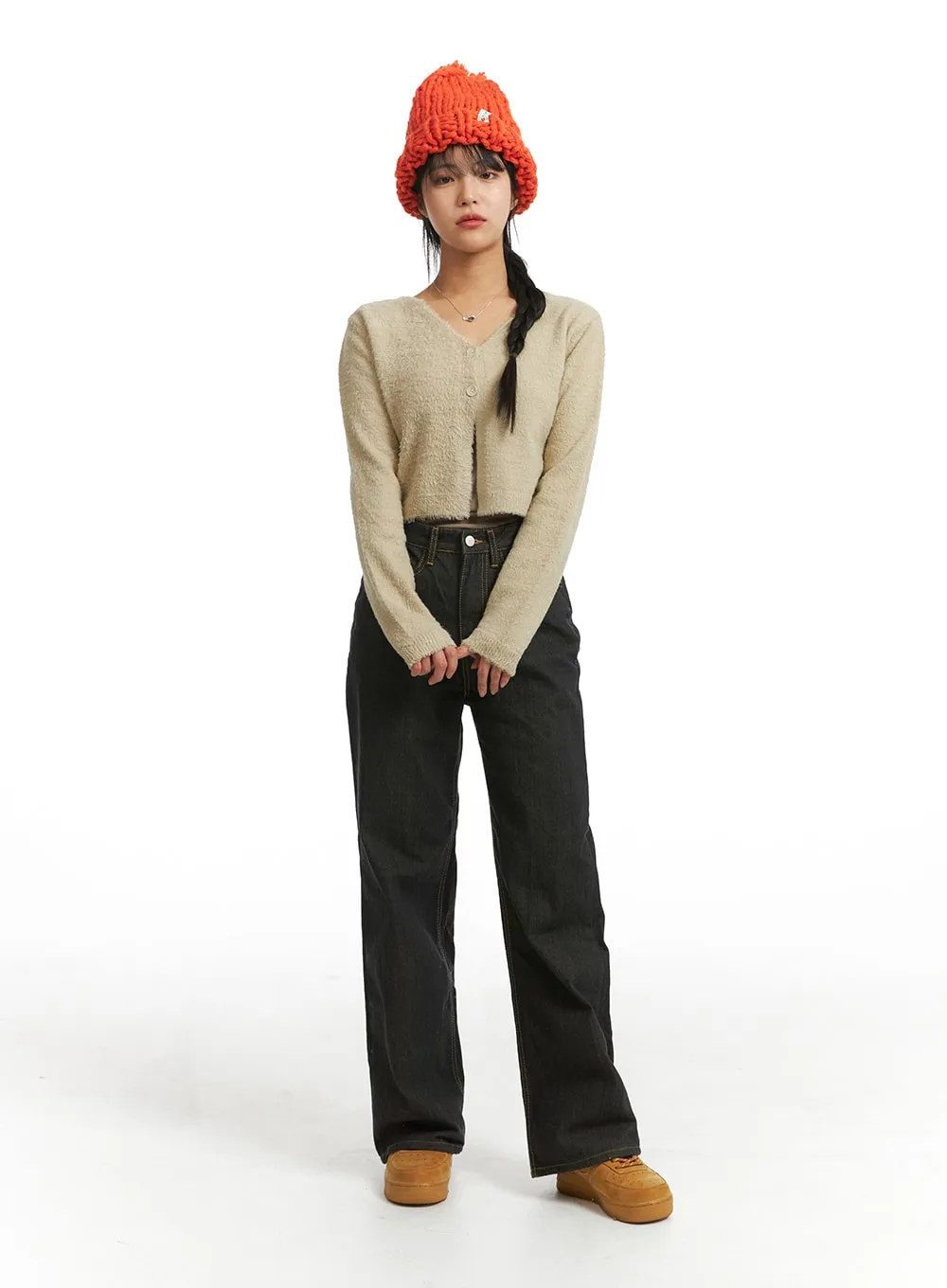 Fuzzy Soft Cropped Cardigan OJ405