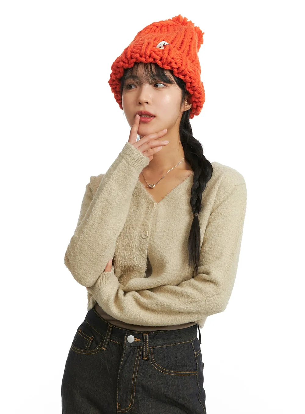 Fuzzy Soft Cropped Cardigan OJ405