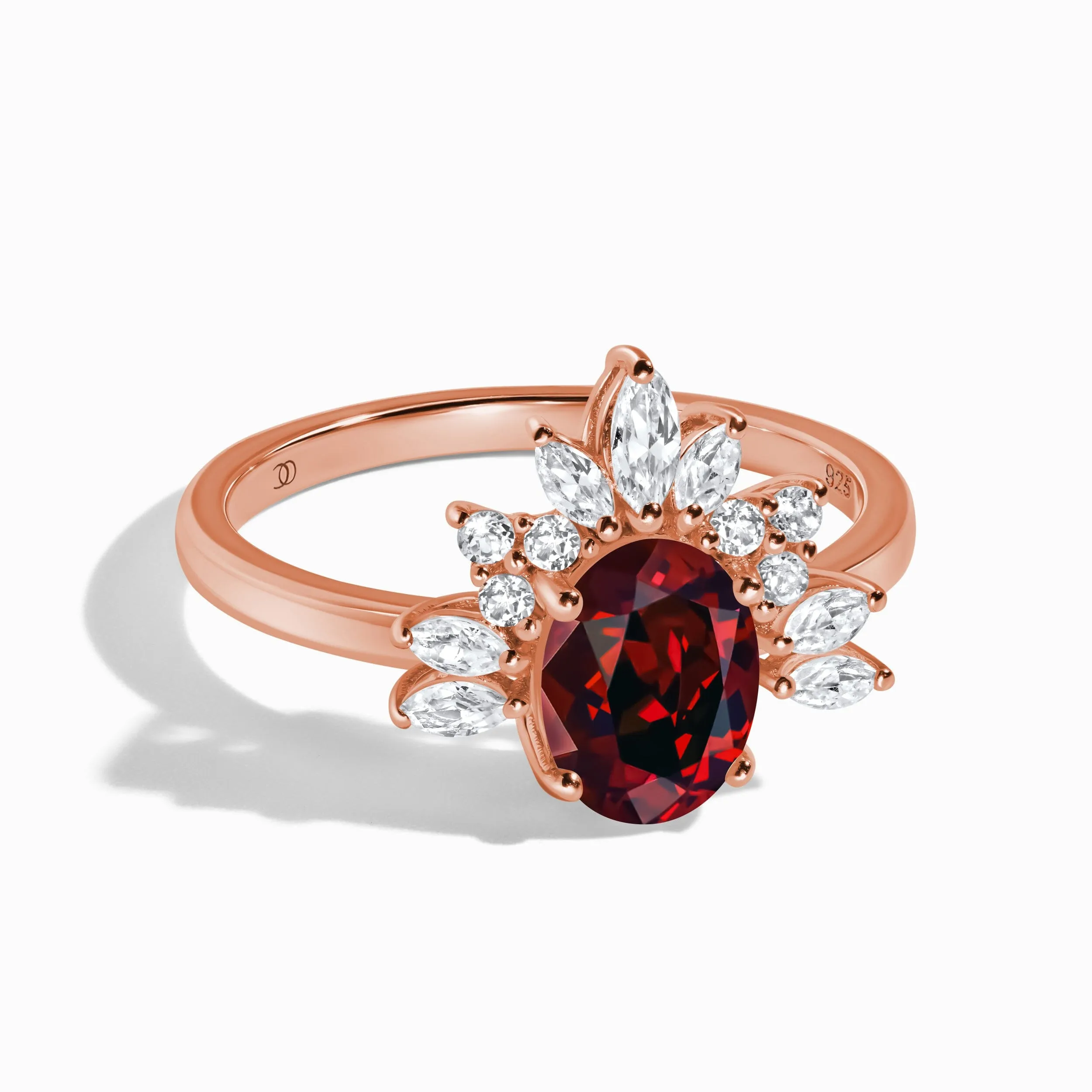 Garnet White Zircon Ring - Manon