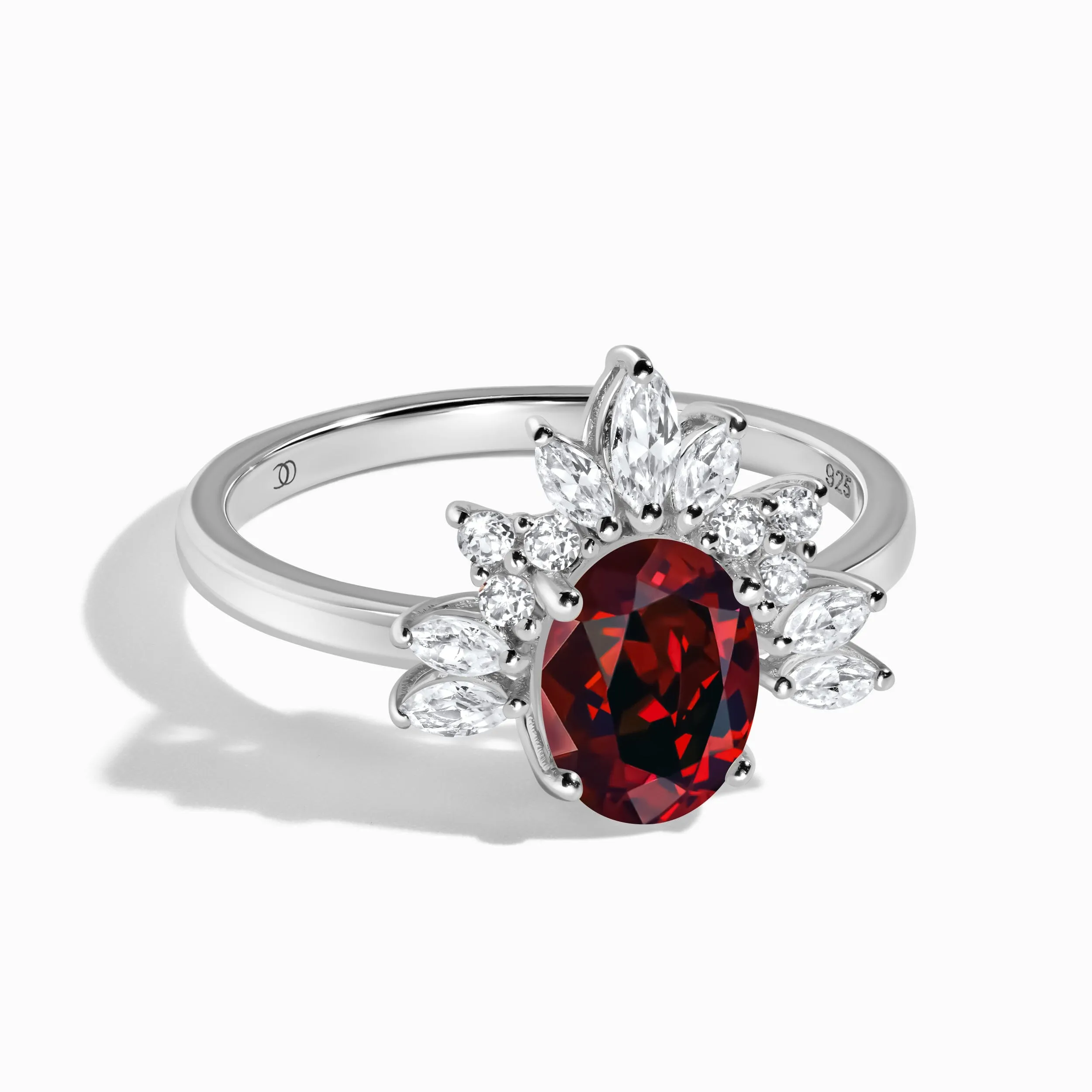 Garnet White Zircon Ring - Manon