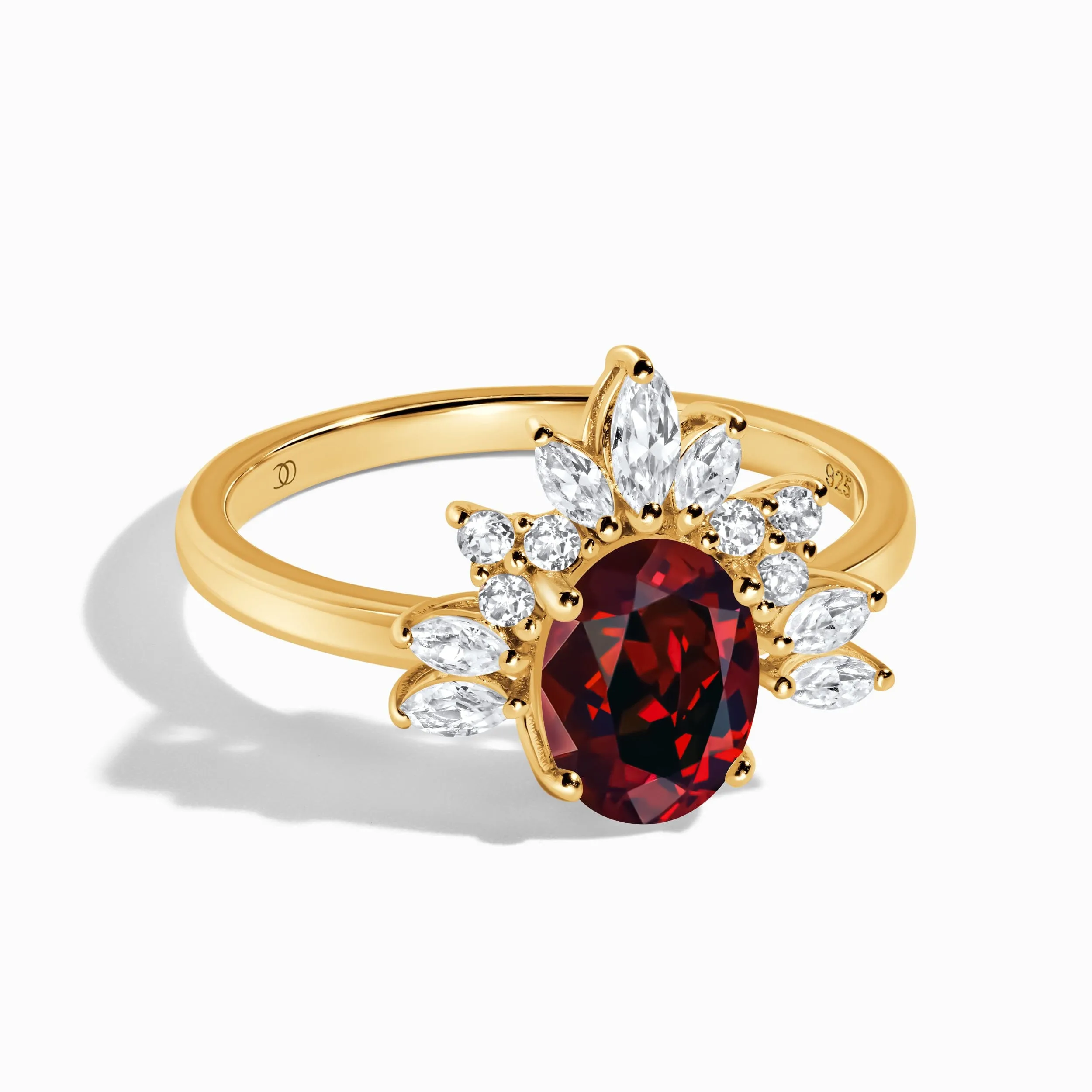 Garnet White Zircon Ring - Manon