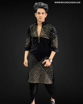 Geometric Designer Work Kurta & Pyjama - Combo