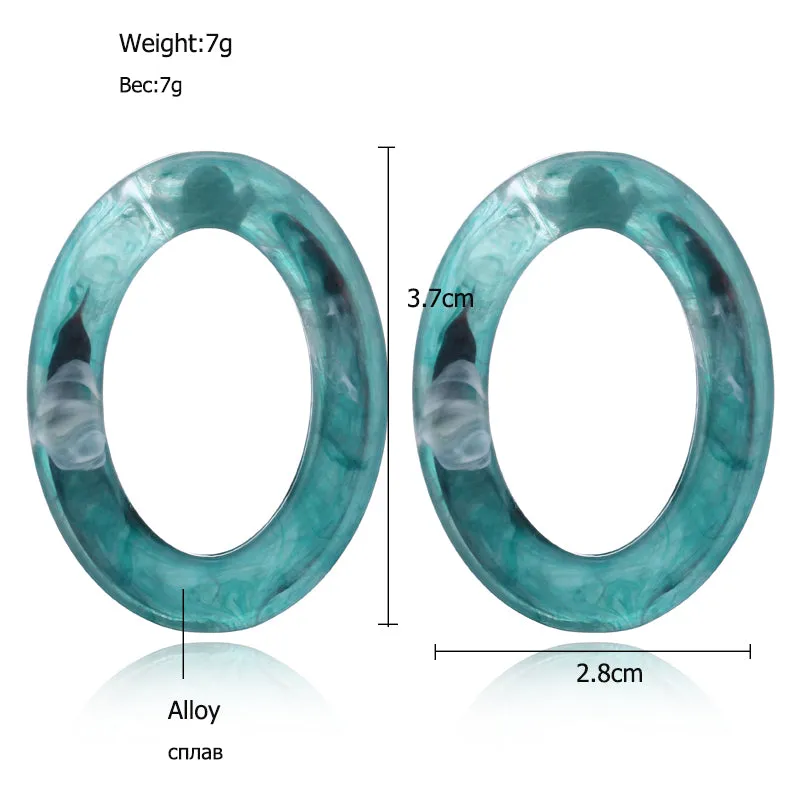 Geometric Oval Shape Acrylic Stud Earring- 2 Colors