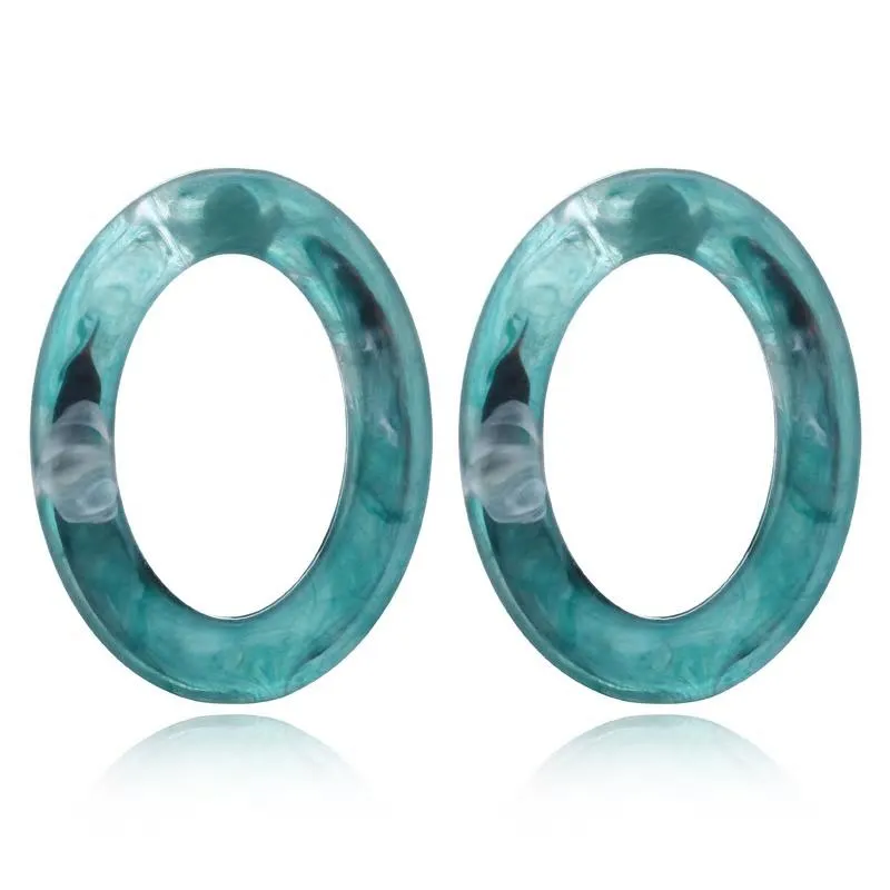 Geometric Oval Shape Acrylic Stud Earring- 2 Colors