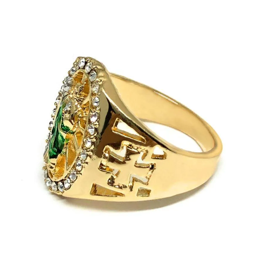 Gold Plated Yellow Green San Judas Ring Saint Jude Ring