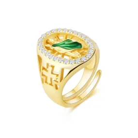 Gold Plated Yellow Green San Judas Ring Saint Jude Ring