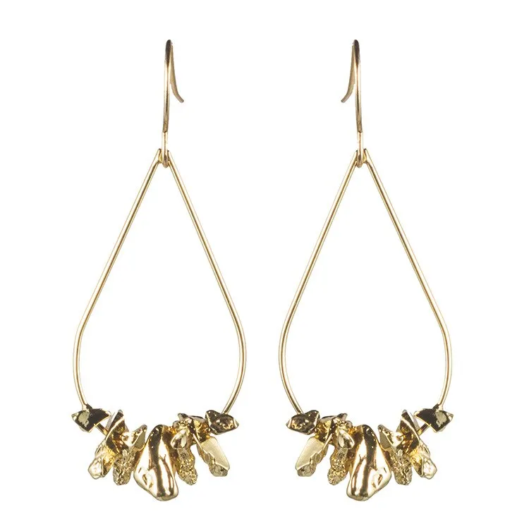 Golden Irregular Metal Stone Punk Drop Earrings