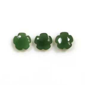 GREEN QUARTZITE Gemstone FLOWER Carving : 7.00ct Natural Untreated Unheated Quartzite Gemstone Round Hand Carved  9mm 3pcs For Jewelry