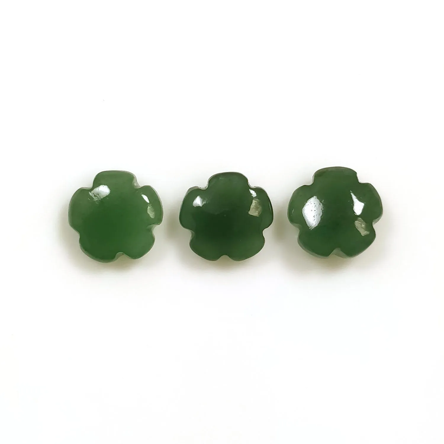 GREEN QUARTZITE Gemstone FLOWER Carving : 7.00ct Natural Untreated Unheated Quartzite Gemstone Round Hand Carved  9mm 3pcs For Jewelry