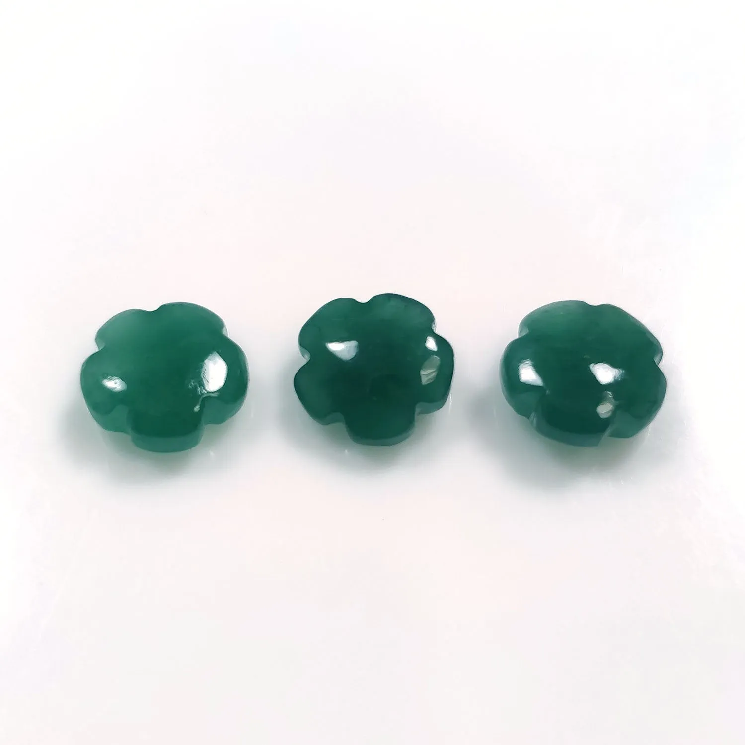 GREEN QUARTZITE Gemstone FLOWER Carving : 7.00ct Natural Untreated Unheated Quartzite Gemstone Round Hand Carved  9mm 3pcs For Jewelry