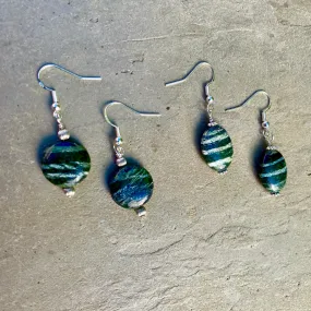 Green Zebra Jasper Gemstone and Sterling Silver Drop Earrings