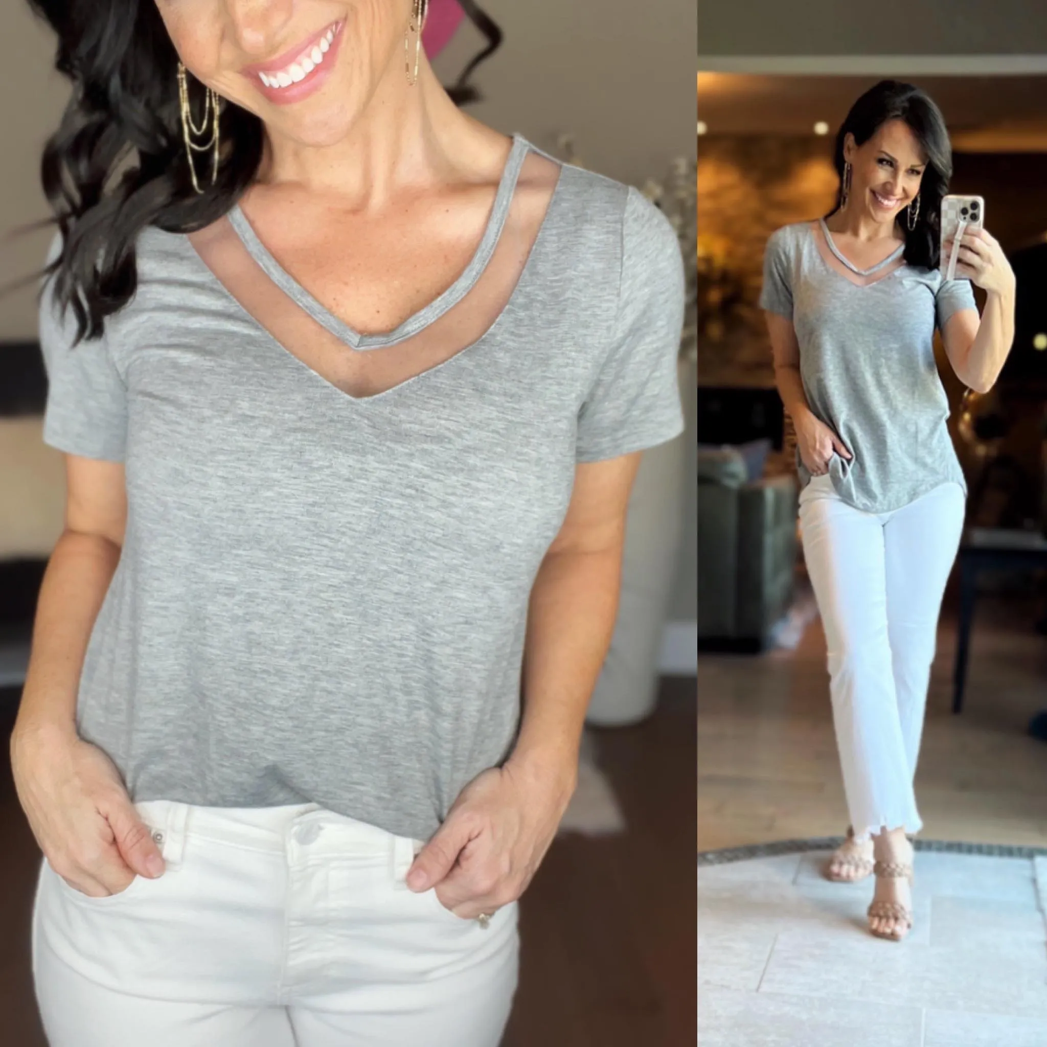 Grey The V-neck Bliss Top