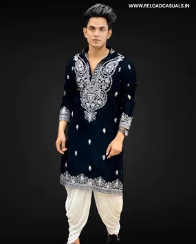 Heart Shape Designer Work Kurta & Pyjama - Combo