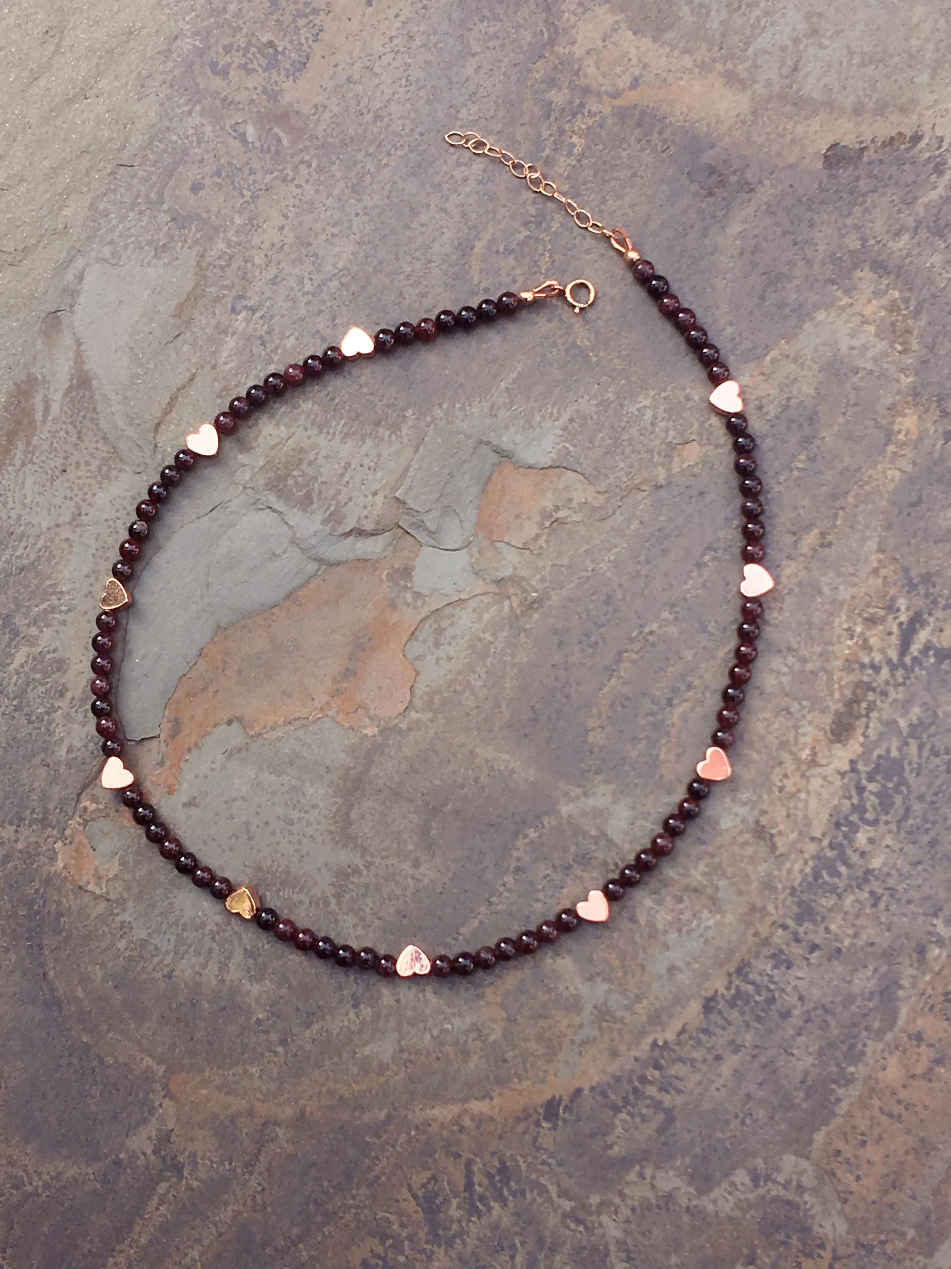 Hematite Hearts Choker necklace with various Gemstone