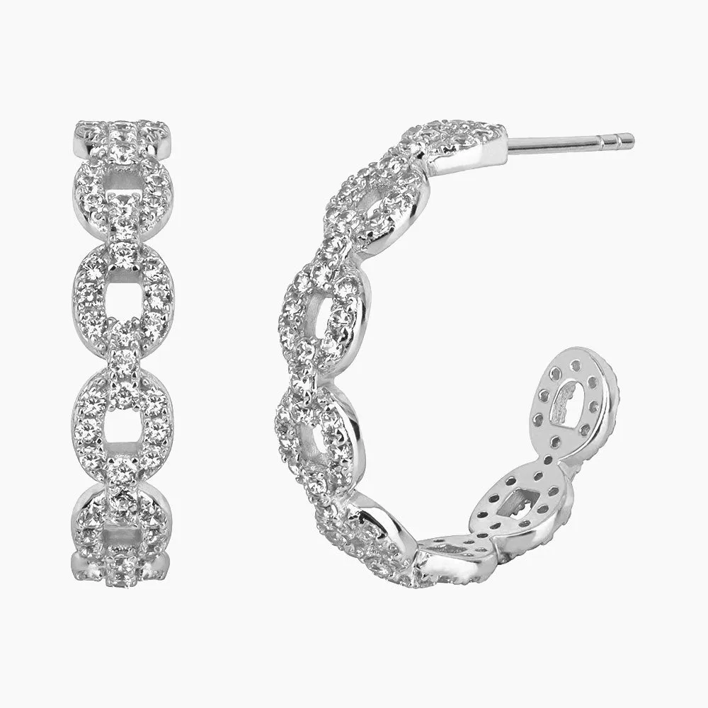 Iced Link Huggy Hoop Earrings