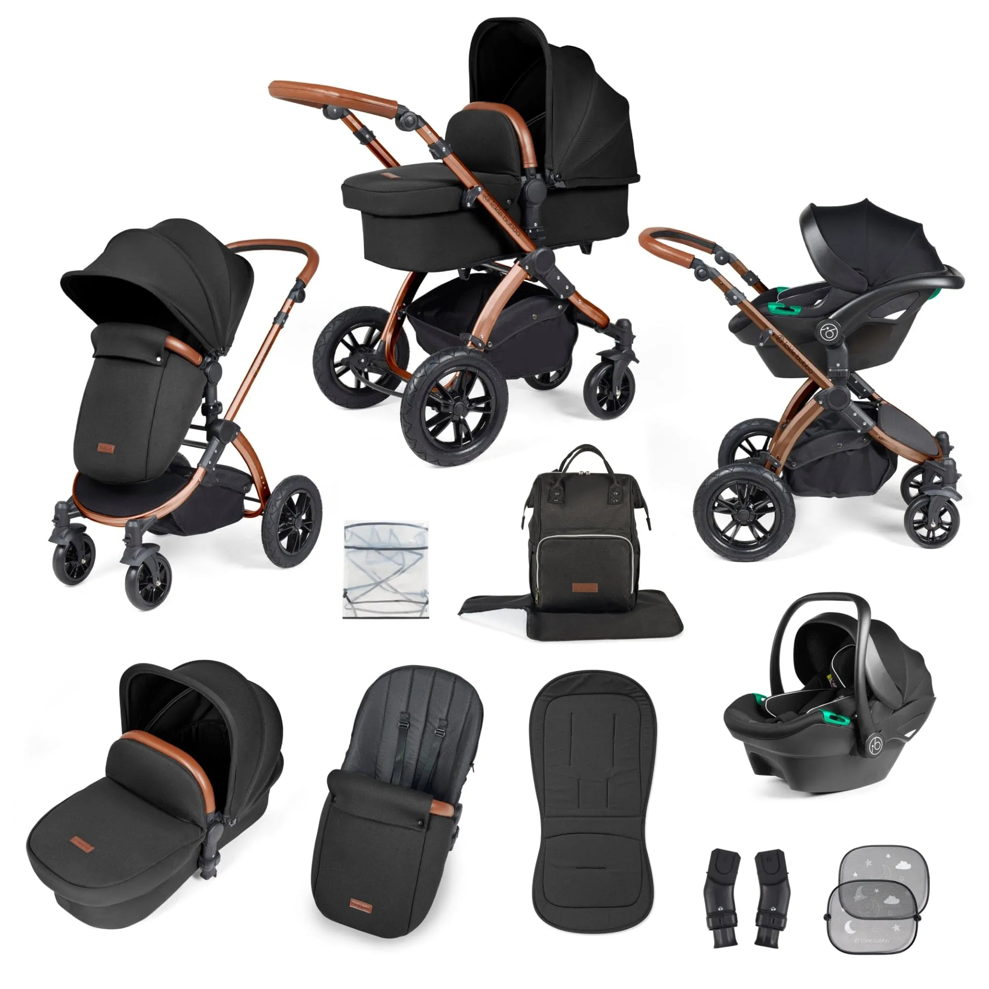 Ickle Bubba Stomp Luxe 3-in-1 I-Size Travel System - Bronze / Midnight / Tan