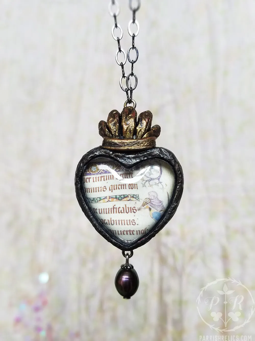 Illuminated Manuscript ~ Sacred Heart Pictorial Shrine Amulet