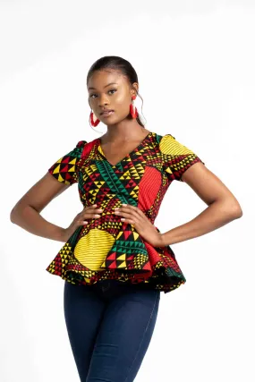 JEMILA African Print Women's Top (Peplum)