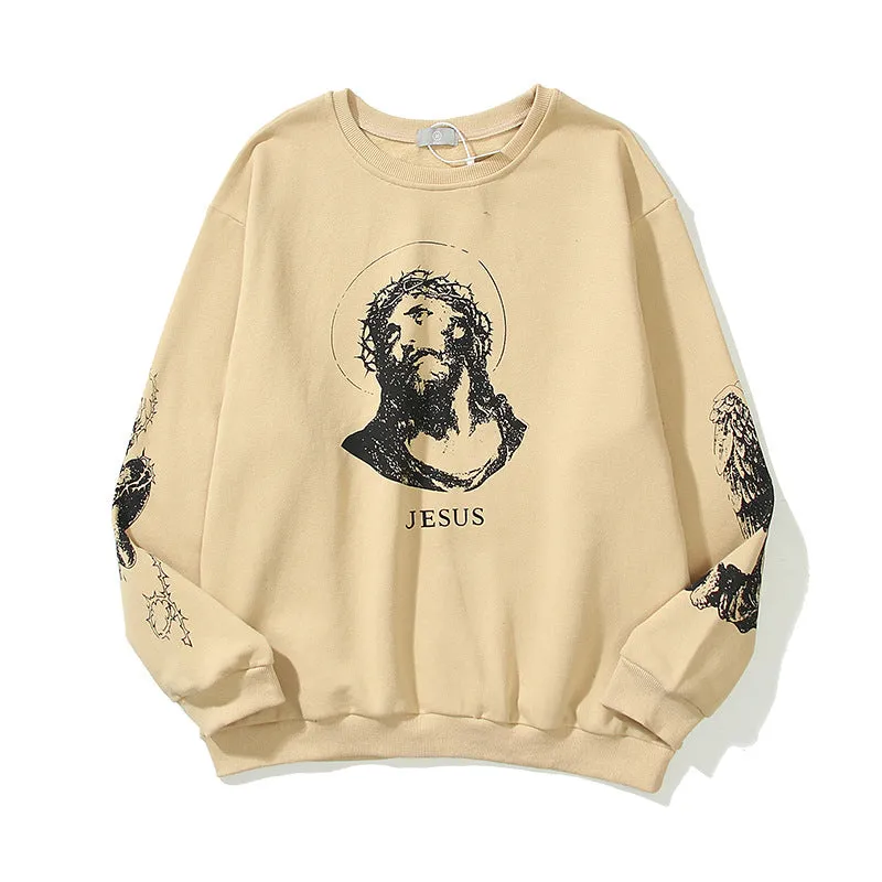 Jesus Print Cotton  Kanye West Essential Sweatshirts