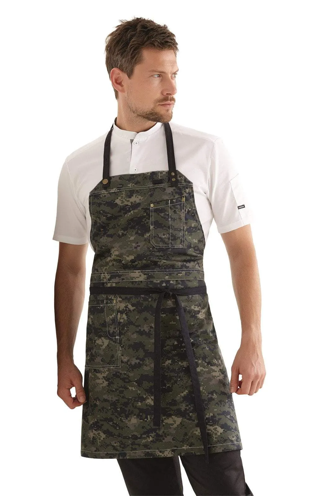 Kentaur 30360 Black Raw Bib Apron