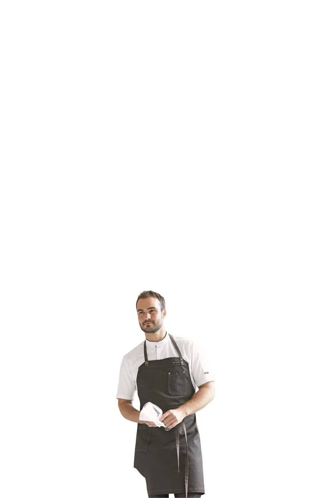 Kentaur 30360 Black Raw Bib Apron