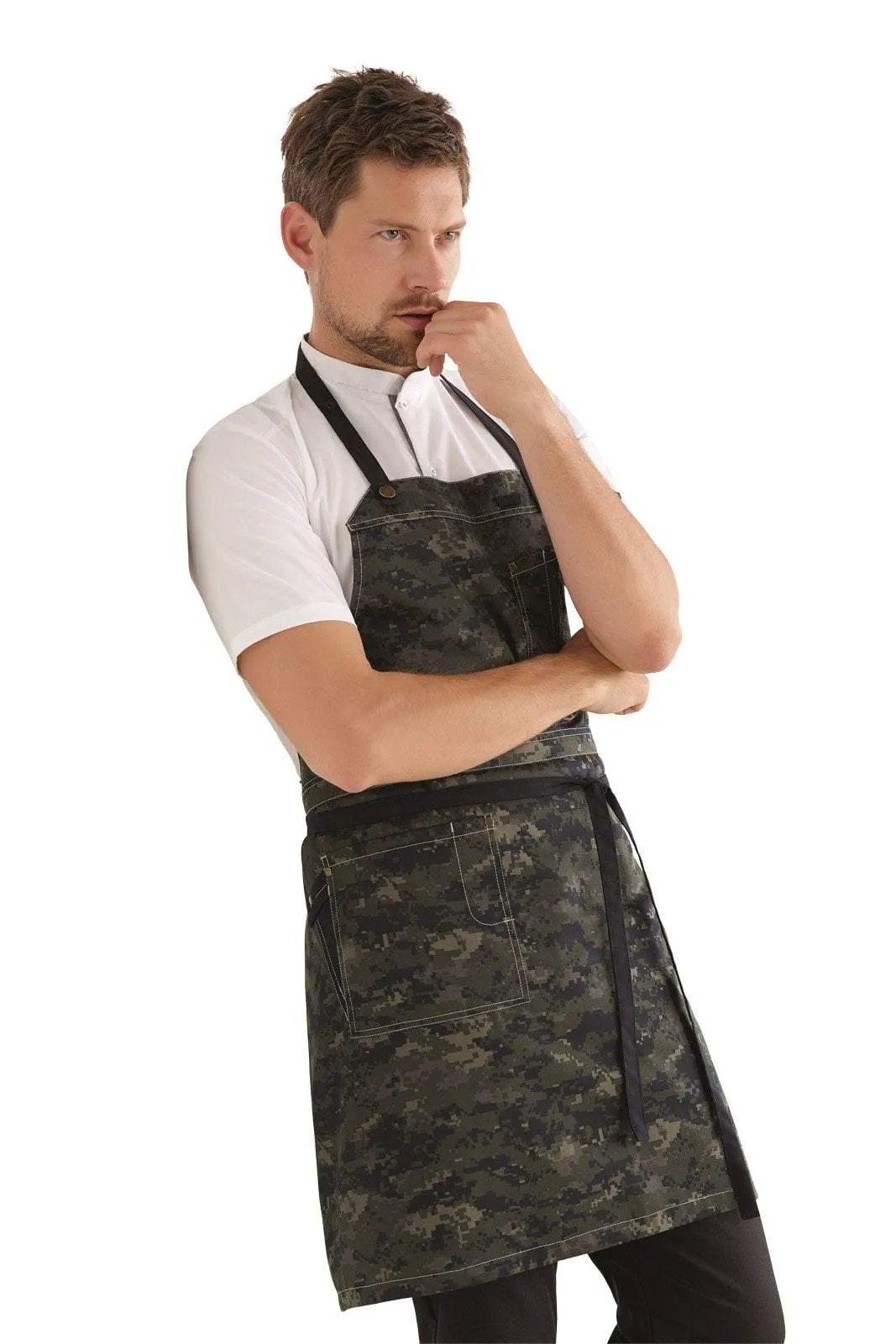 Kentaur 30360 Black/Brown Raw Bib Apron