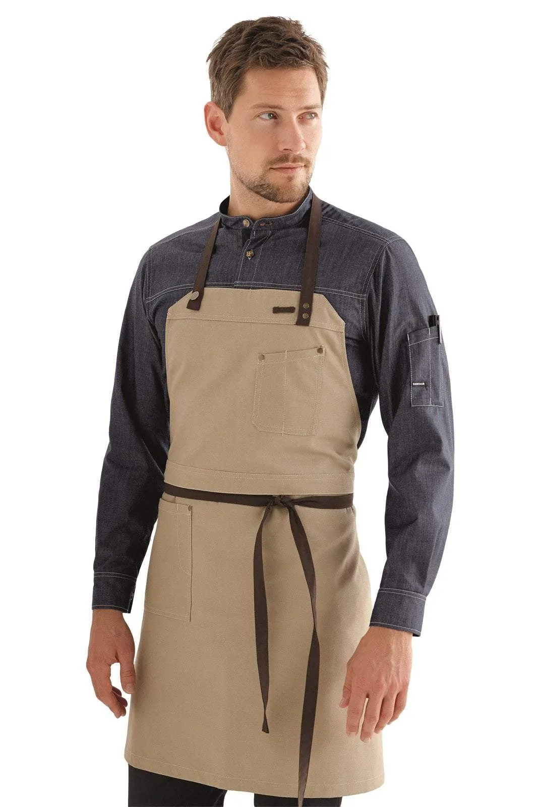 Kentaur 30360 Dark Grey Raw Bib Apron