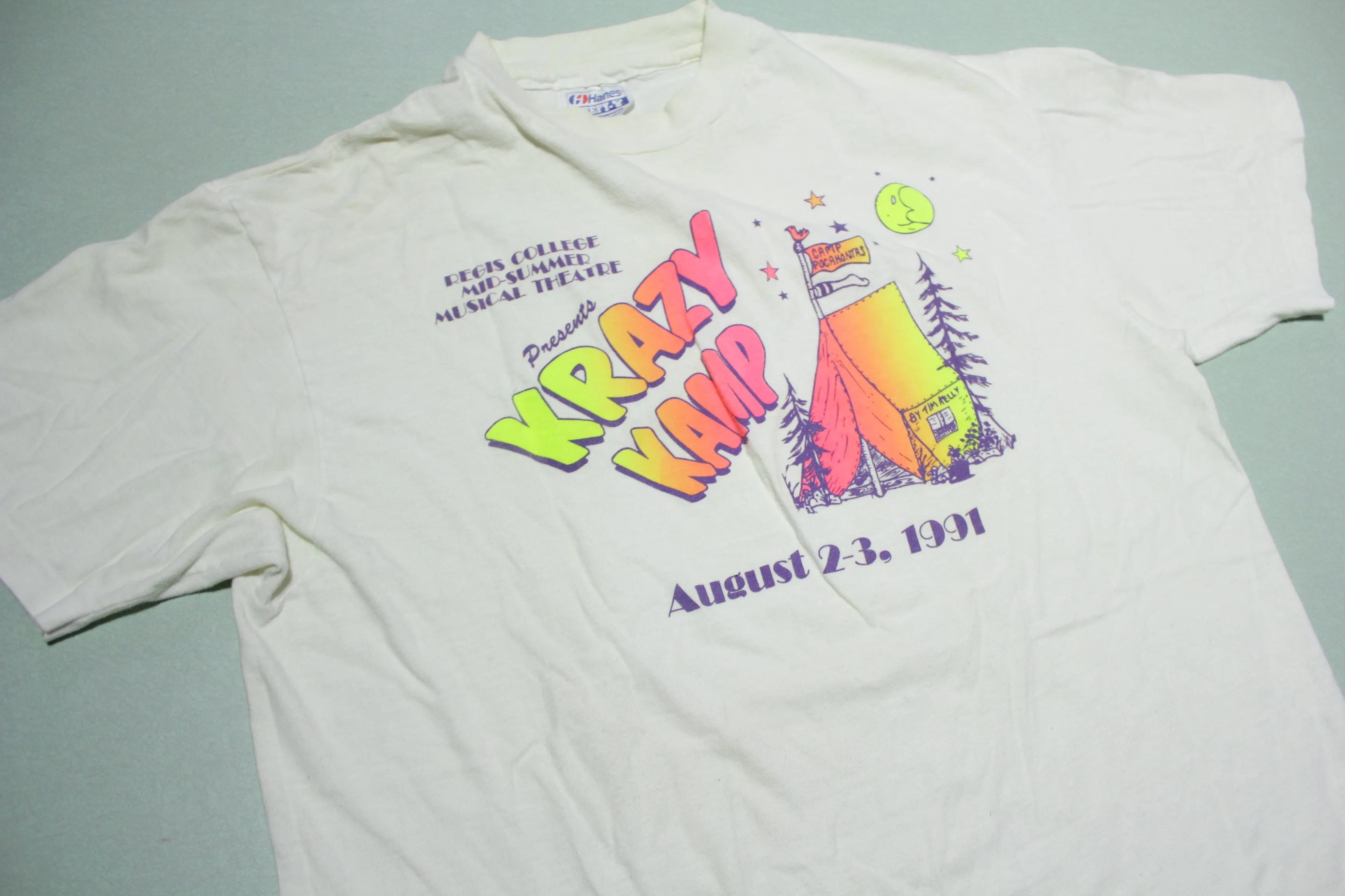 Krazy Kamp 1991 Vintage Mid Summer Musical Theater Neon 90's T-Shirt