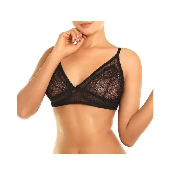 Lace & Mesh Semi-Transparent Bralette | Full Fit Contour Bralette