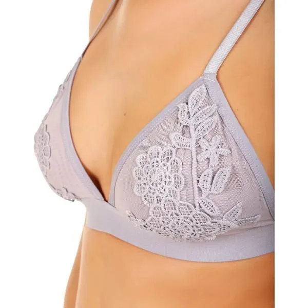 Ladies Double Layered Bra Triangle Cup Soft Lace Wire Free Non Padded Bralette