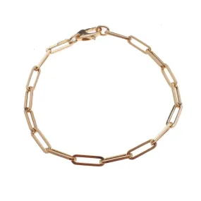 Large 14K Gold Paper Clip Link Bracelet