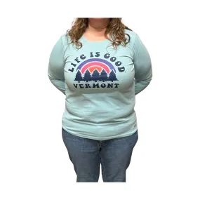 Life Is Good Women's Vermont Exclusive Rainbow Pines Long Sleeve - Beach Blue