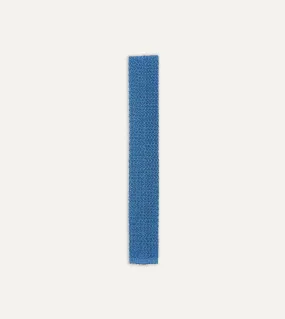 Light Blue Knitted Silk Solid Colour Tie