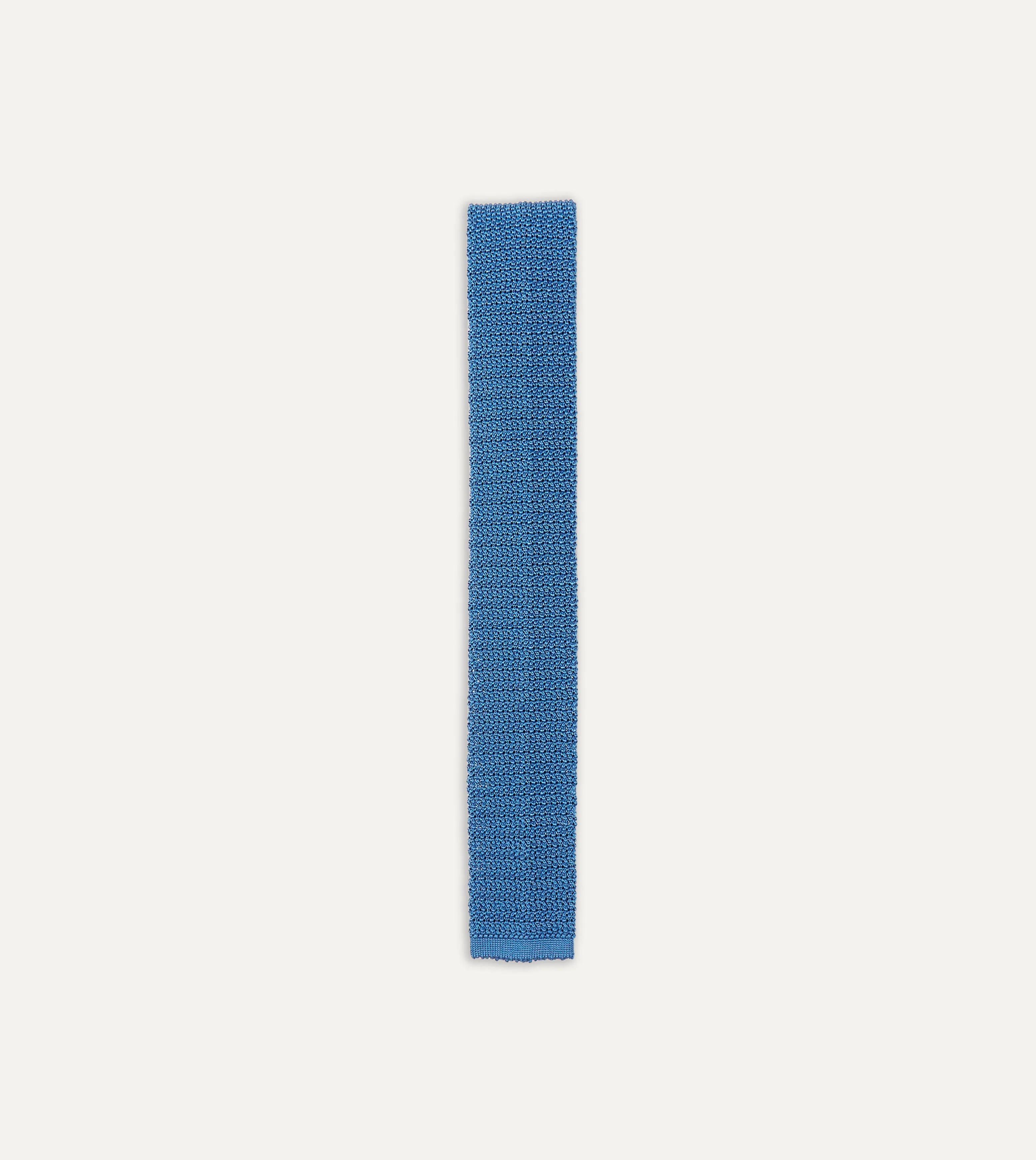 Light Blue Knitted Silk Solid Colour Tie