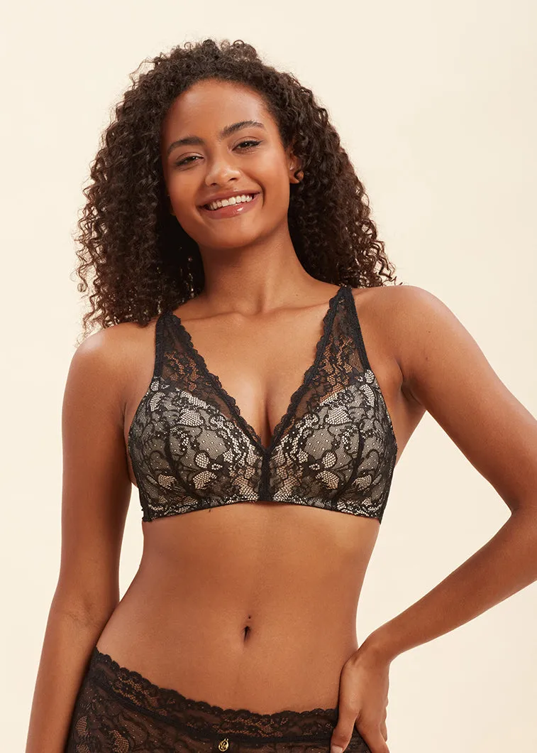 LISA Sexy Recycled Lace Wireless Black Bra