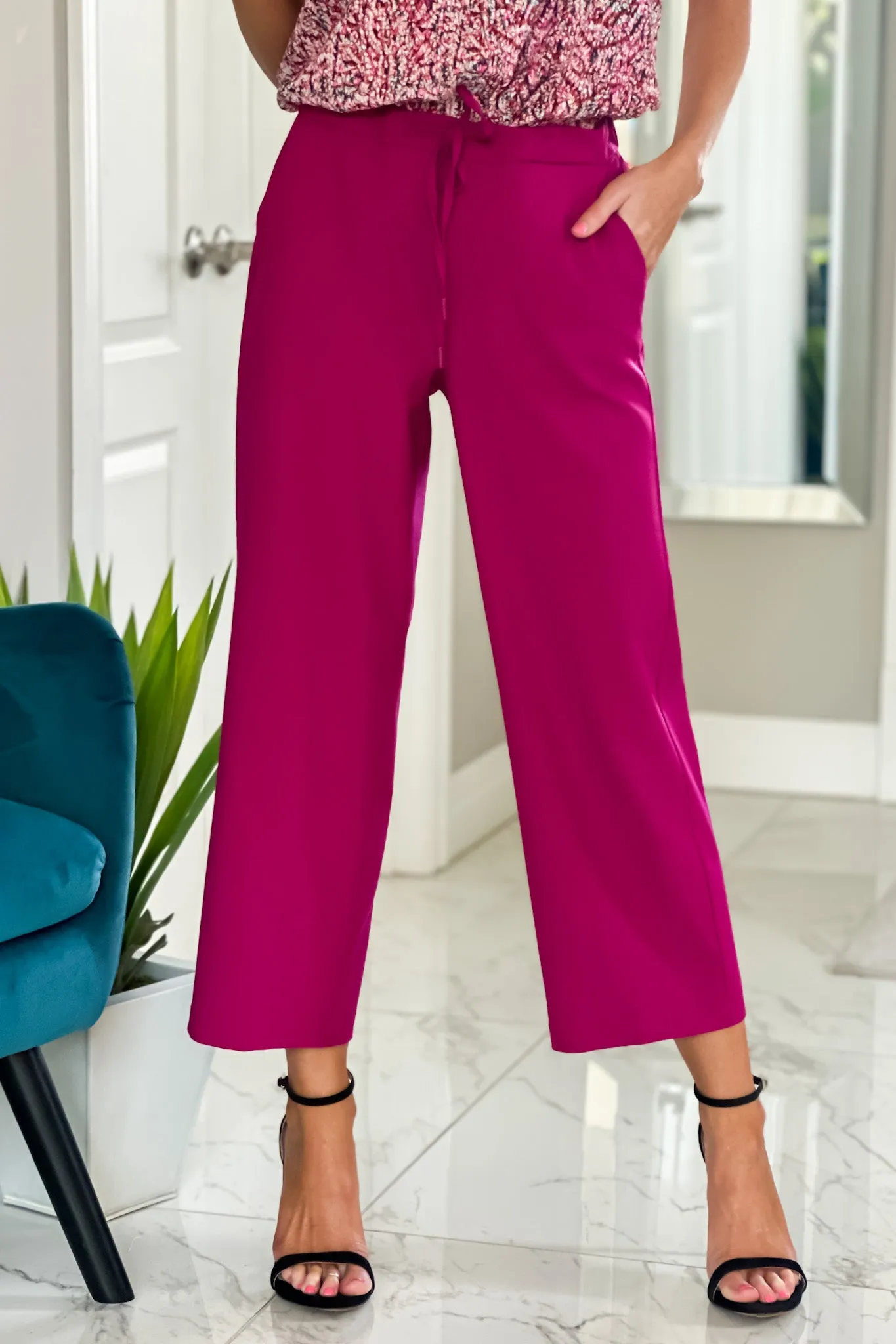 Liverpool Tara Wide Leg Pull On Pant : Fuchsia